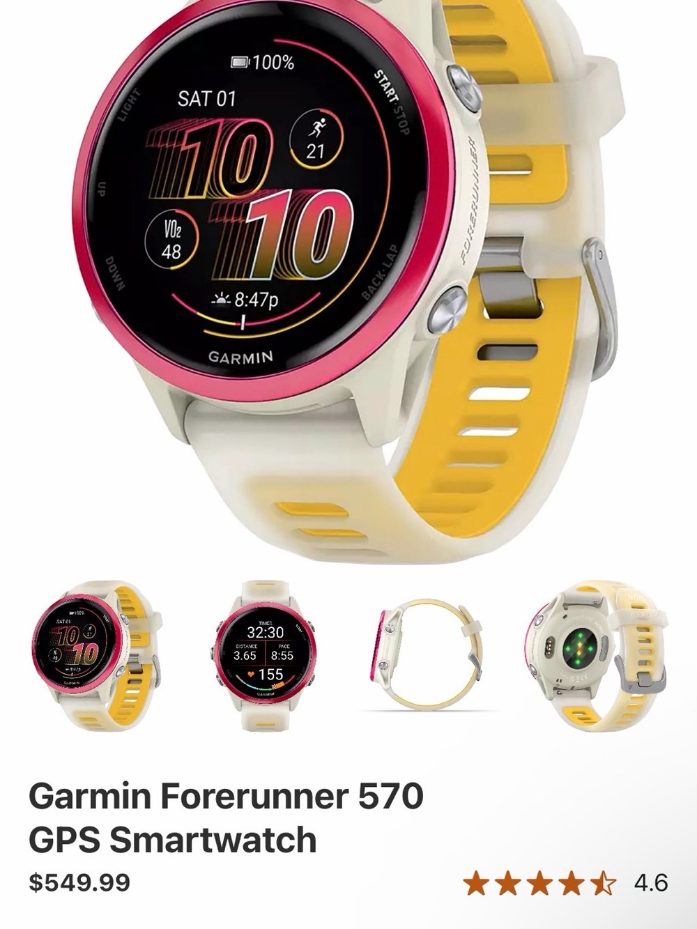 EUC Garmin Forerunner 570 42mm GPS Smartwatch - Raspberry!! 🩷 - Picture 10 of 10